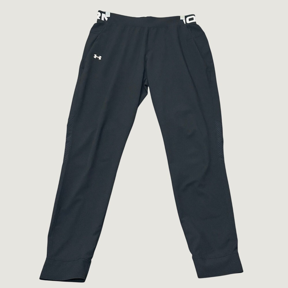 Under Armour Women Loose Fit Jogger Pants Black Athletic Tapered Size Small